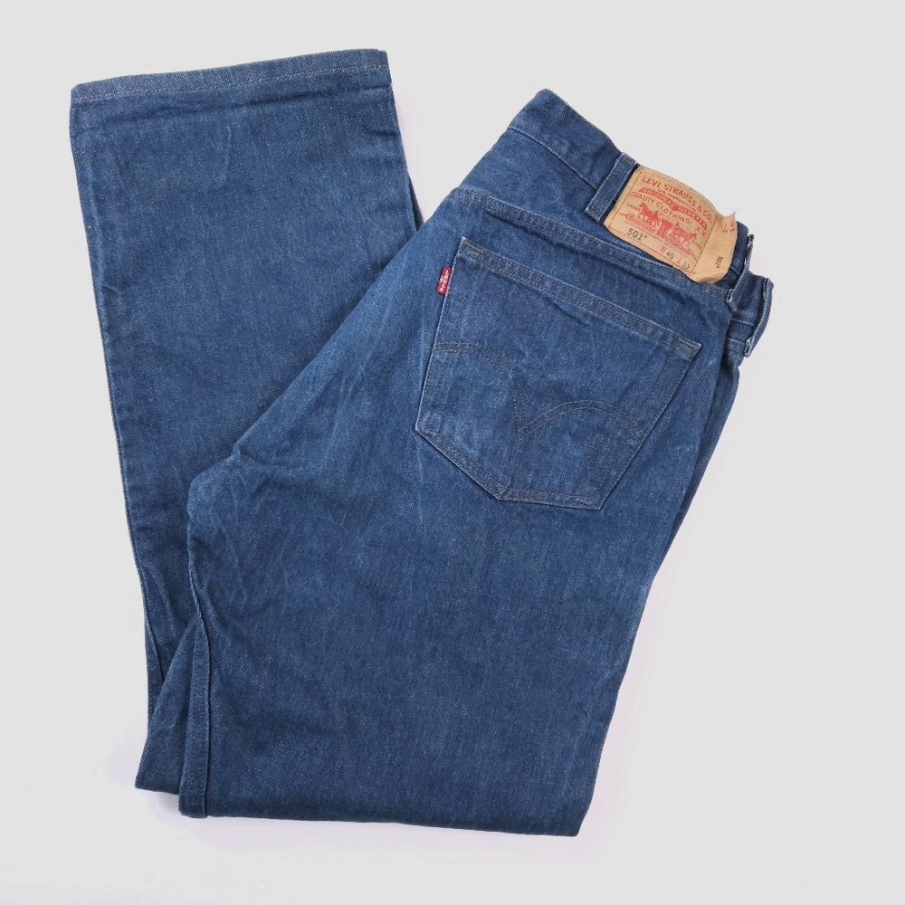 Levis 501 Button Fly Straight Leg Y2K Vintage Mid Wash Jeans Mens 40x32